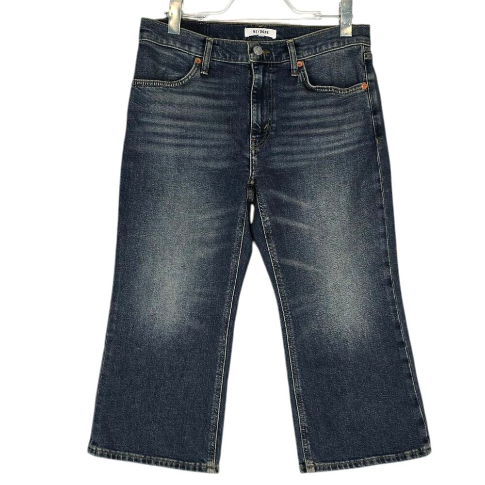 Re/Done 90s Crop Kick Hem Jeans Distressed Capri Mid Rise Denim Size 29 NWT